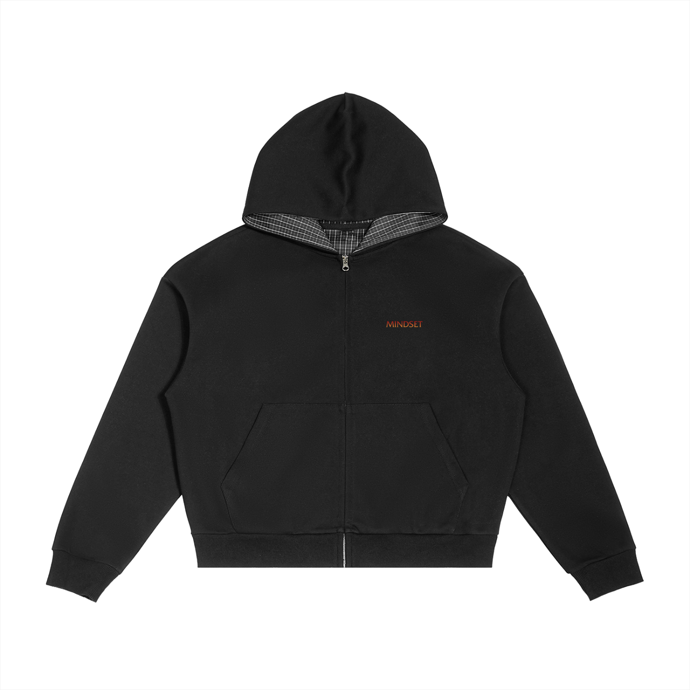 MME Contrast Plaid Zip Hoodie