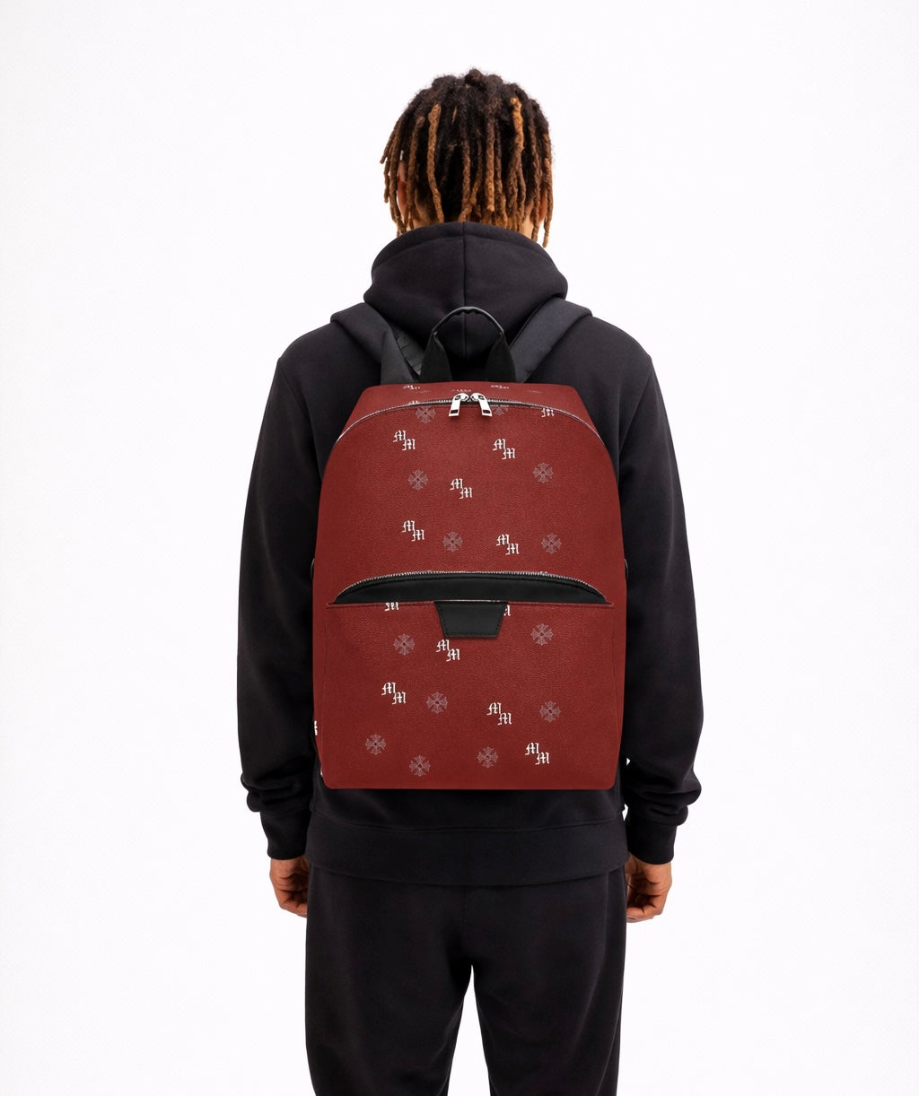 Millionaire Mindset Red Leather Monogram Backpack