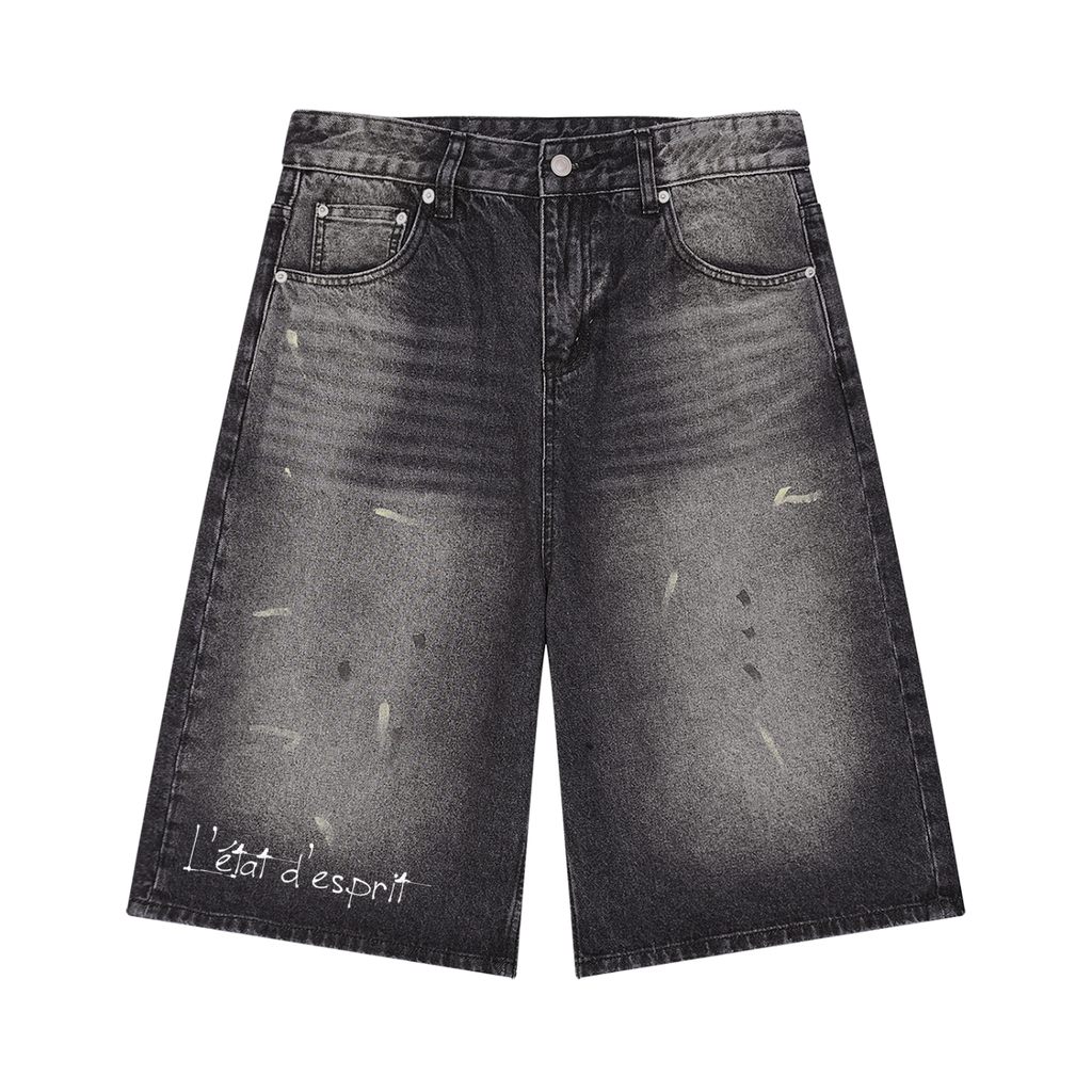 Men’s Vintage Wash Wide Leg Denim Shorts