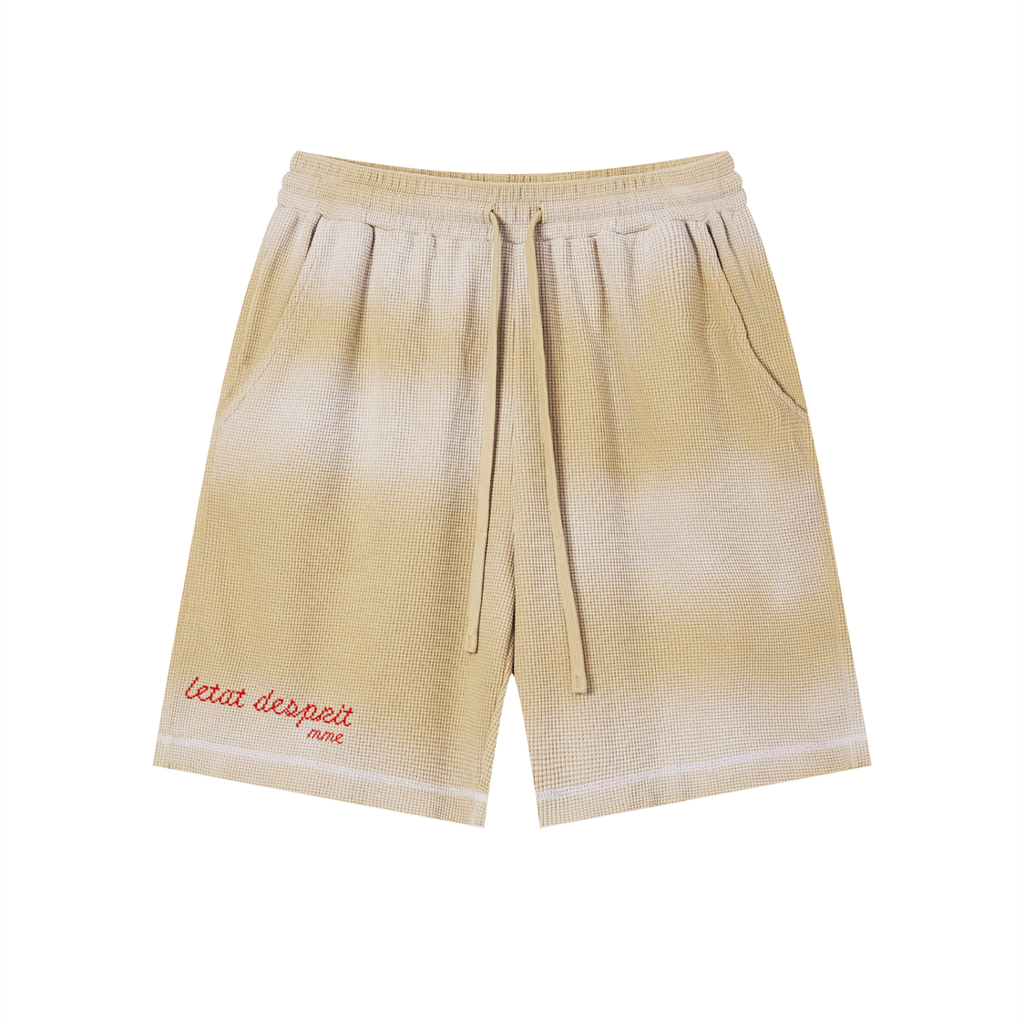 Unisex Sunfade Waffle Raw Hem Shorts