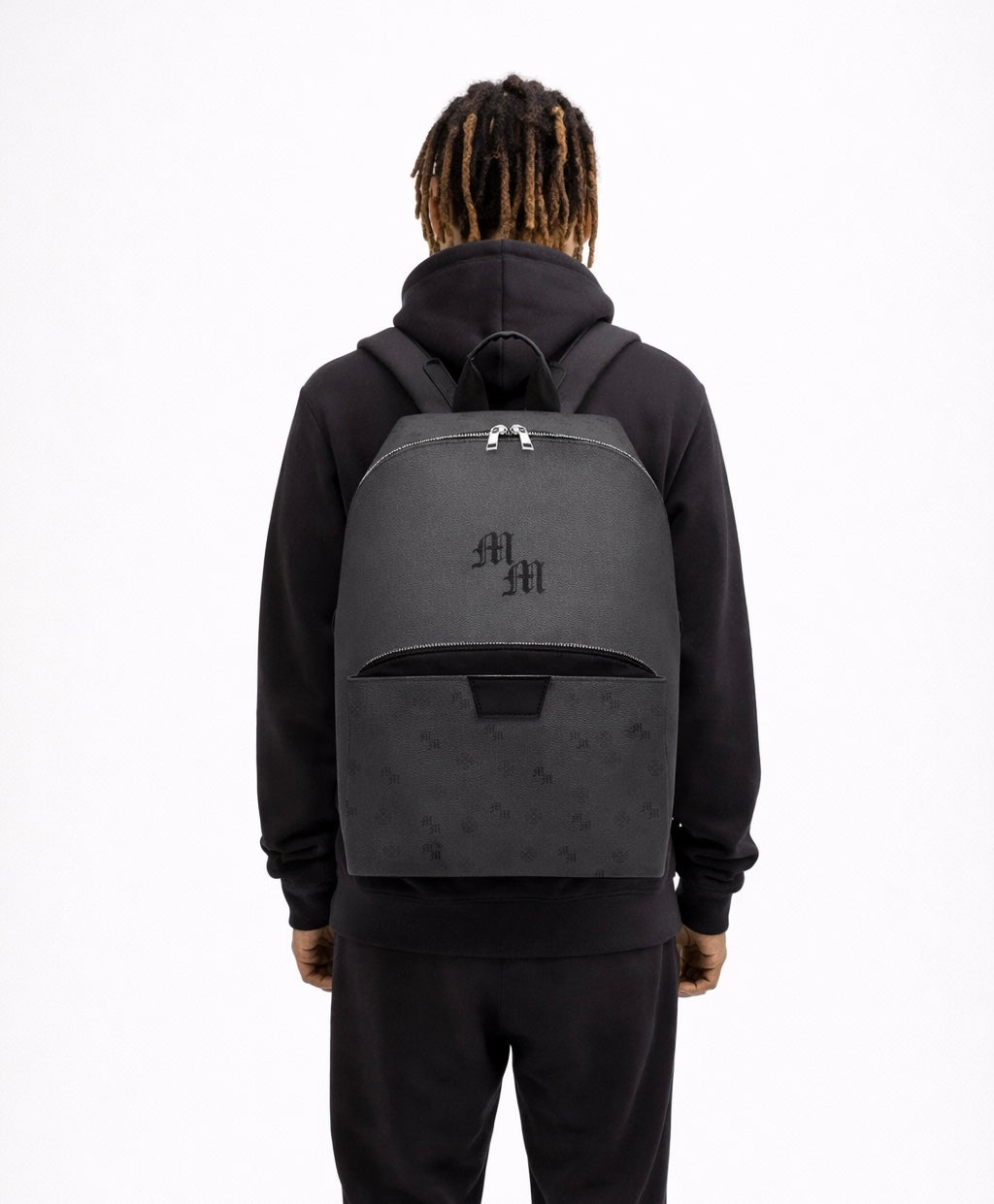 Millionaire Mindset Grey Leather Monogram Backpack