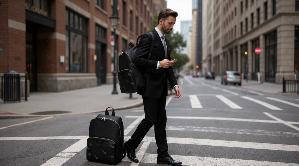 MME Aniline Leather Backpack - Black Monogram
