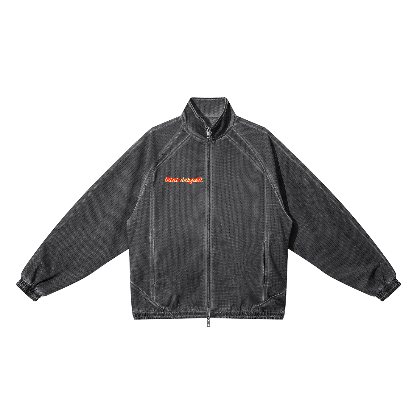 Unisex Vintage Wash Full Zip Mesh Jacket