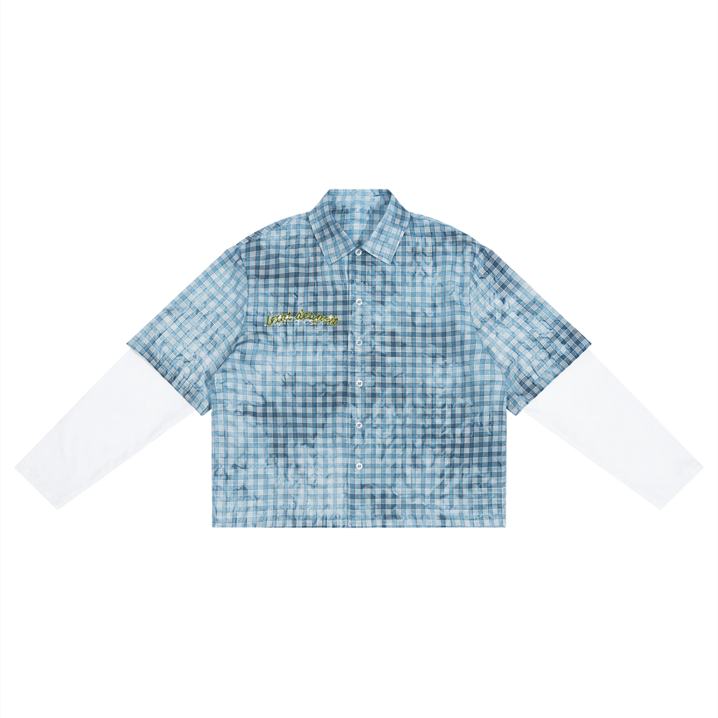 Unisex Vintage Wash Plaid Short Sleeve Shirt