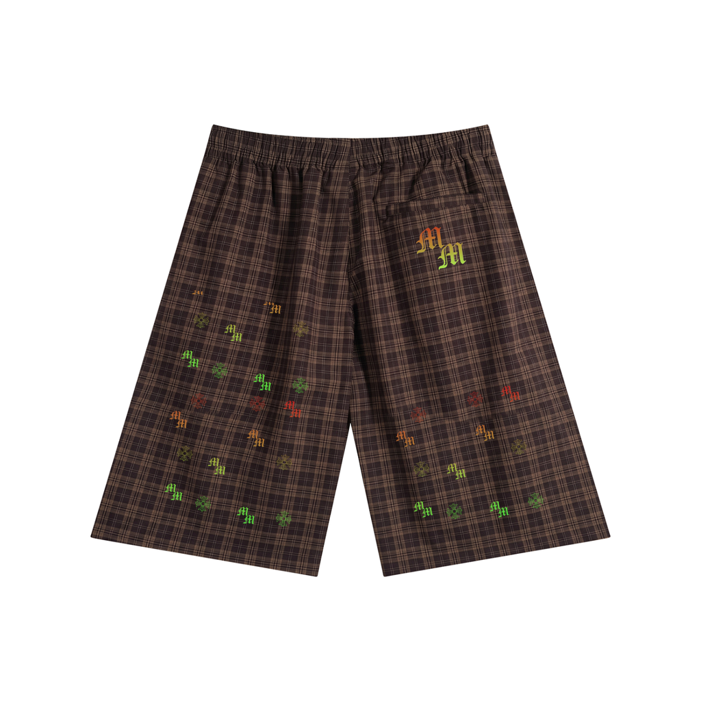 Unisex Plaid Wide Leg Shorts