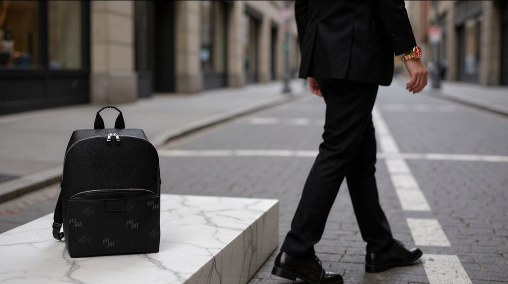 MME Aniline Leather Backpack - Black Monogram