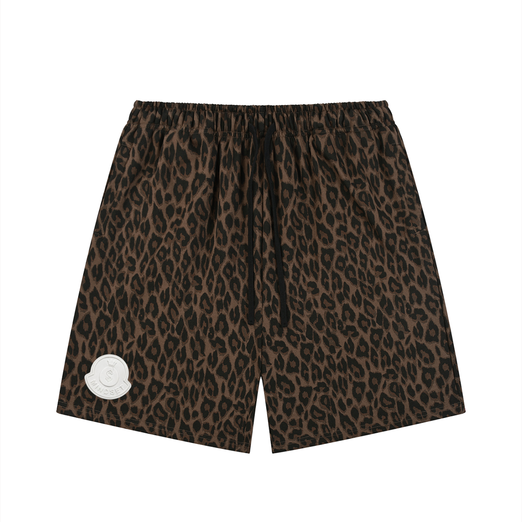 Unisex Heavyweight Leopard Drawstring Shorts