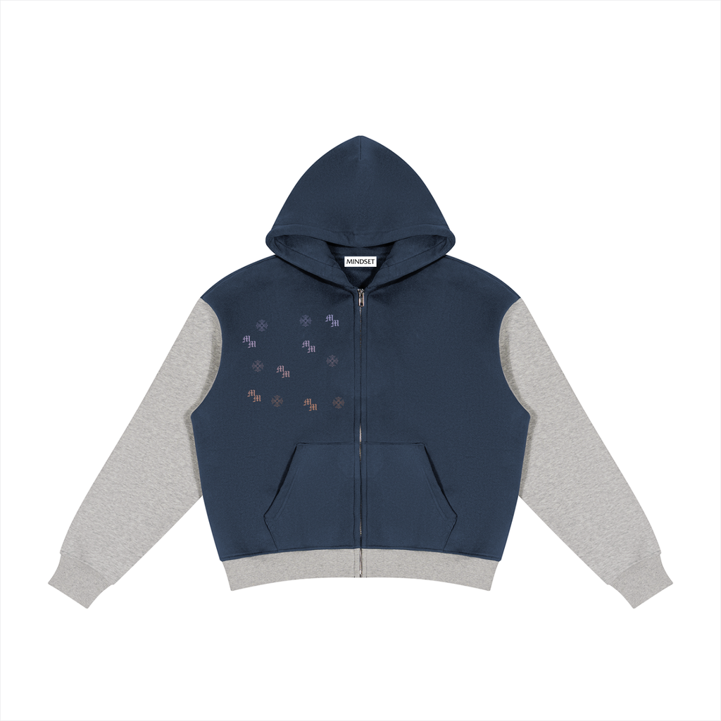 Unisex Color Block Fleece Full Zip Hoodie