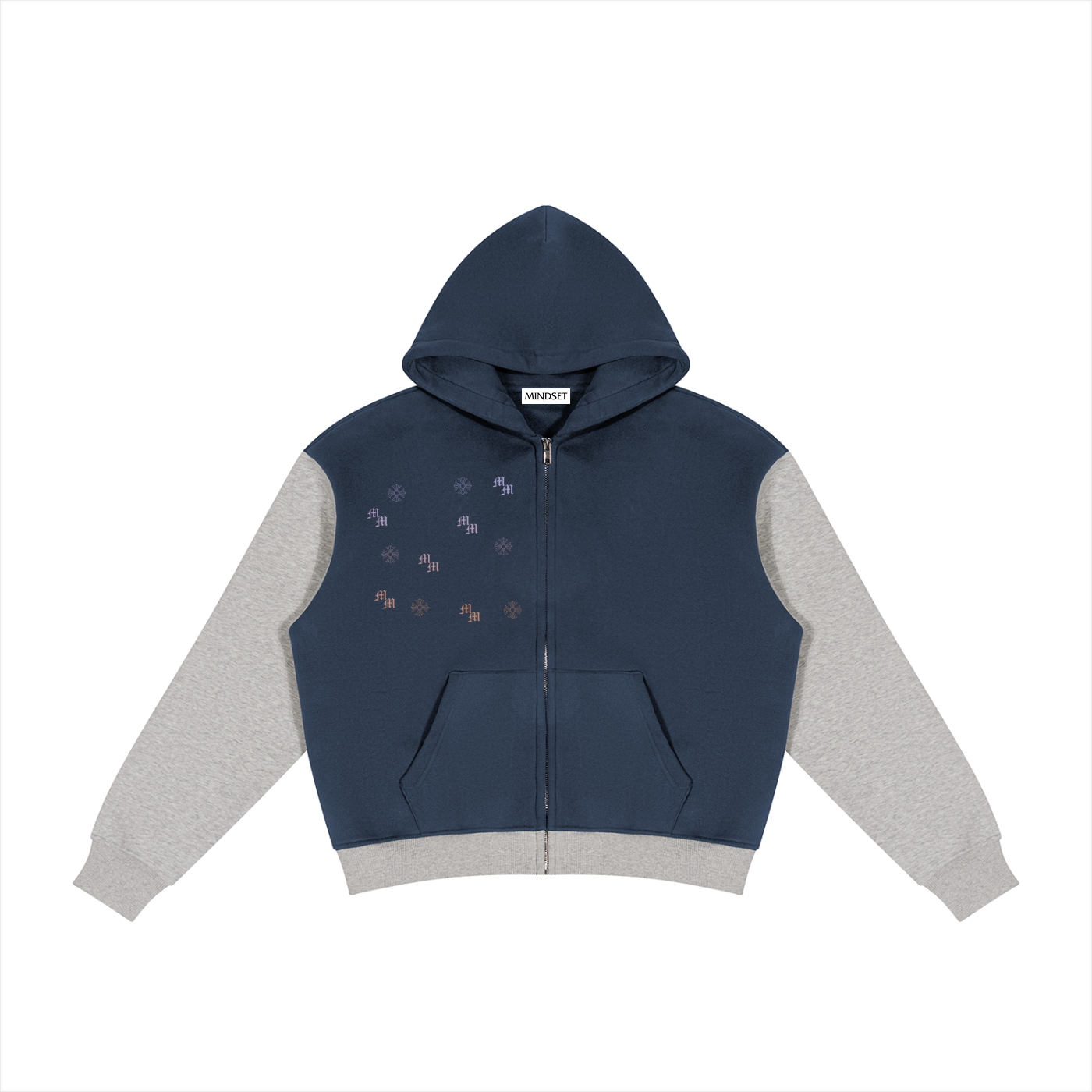 Unisex Color Block Fleece Full Zip Hoodie