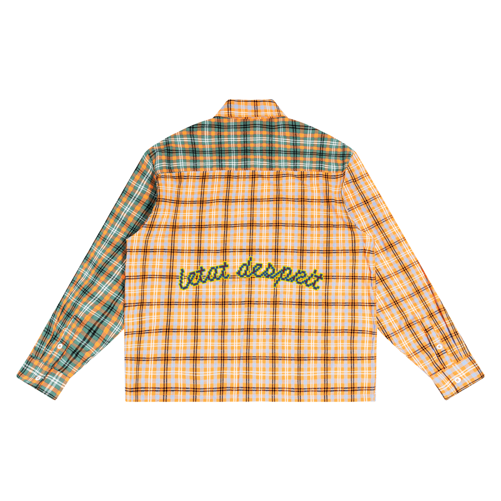 Unisex Oversized Plaid Color Block Shirt