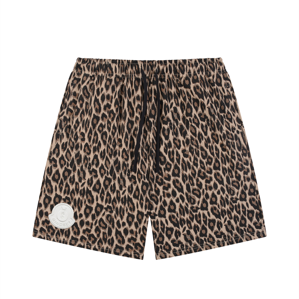 Unisex Heavyweight Leopard Drawstring Shorts