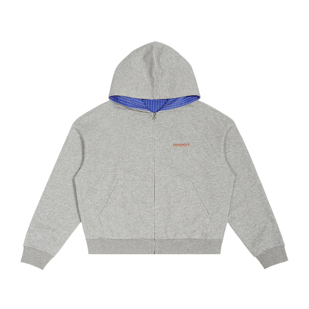 MME Contrast Plaid Zip Hoodie